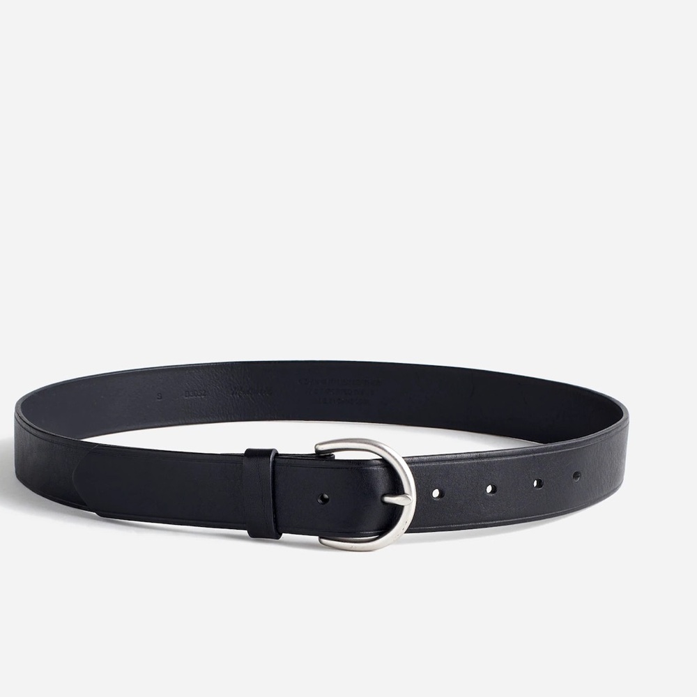Madewell black leather belt with silver buckle